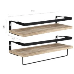 QUVIO Houten Wandplank Met Metalen Stang Voor Keuken -Beste Opslag Winkel 1000071517 0102