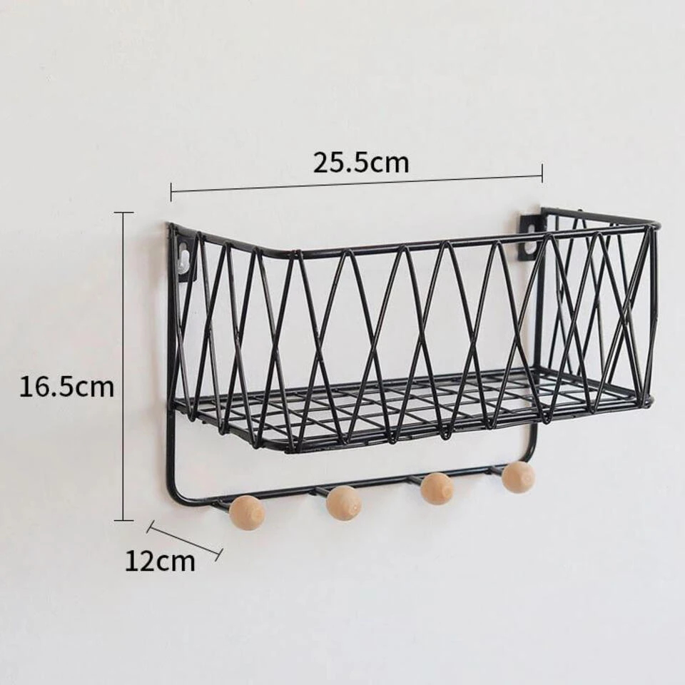 QUVIO Wandrek Met 4 Kapstokpunten Zwart 4 QUVIO Wandrek Met 4 Kapstokpunten Zwart - Afbeelding 2