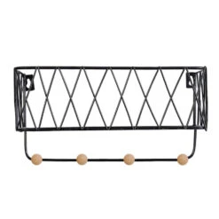 QUVIO Wandrek Met 4 Kapstokpunten Zwart