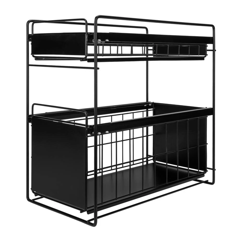 QUVIO Kruidenrek Metaal Met 2 Lades - Zwart 5 QUVIO Kruidenrek Metaal Met 2 Lades - Zwart - Afbeelding 3