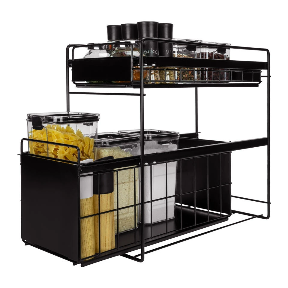 QUVIO Kruidenrek Metaal Met 2 Lades - Zwart 3 QUVIO Kruidenrek Metaal Met 2 Lades - Zwart