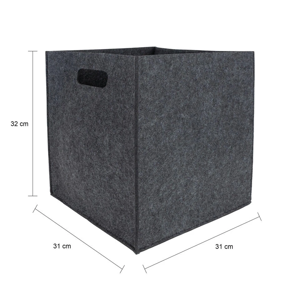 QUVIO Opbergbak Vilt Vierkant - Grijs 6 QUVIO Opbergbak Vilt Vierkant - Grijs - Afbeelding 4