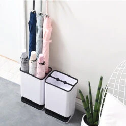 QUVIO Paraplubak Kunststof Wit/zwart -Beste Opslag Winkel 1000071782 0102