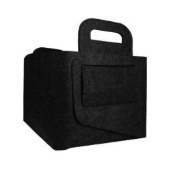 QUVIO Opbergmand / Organizer Vilt Rechthoek Groot - Gemêleerd Zwart