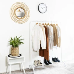 QUVIO Kledingrek Met Schoenen Opbergruimte - Wit -Beste Opslag Winkel 1000071819 0102