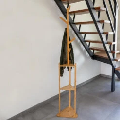 QUVIO Staande Kapstok Met Plank - Licht Bruin 7 QUVIO Staande Kapstok Met Plank - Licht Bruin -Beste Opslag Winkel 1000071827 0101