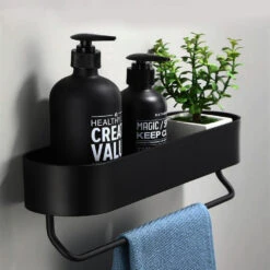 QUVIO Badkamer / Keuken Rekje Met Opbergvak - Zwart -Beste Opslag Winkel 1000071852 0102