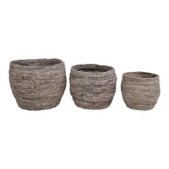 Giga Meubel Rotan Bloemenmand Set Van 3 - Rotan - Vergrijsd - Mand Tivoli -Beste Opslag Winkel 1000073804 0102