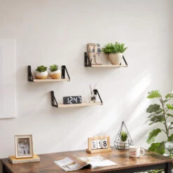 ACAZA Set Van 3 Wandplanken - 30, 35 En 40 Cm Lang - Licht Bruin -Beste Opslag Winkel 1000073989 0103