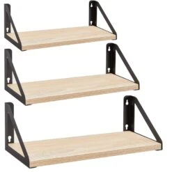 ACAZA Set Van 3 Wandplanken - 30, 35 En 40 Cm Lang - Licht Bruin