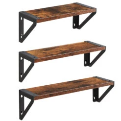 ACAZA Set Van 3 Wandplanken - 30/35/40 X 12 X 11 - Vintage Bruin Zwart -Beste Opslag Winkel 1000073991 0102