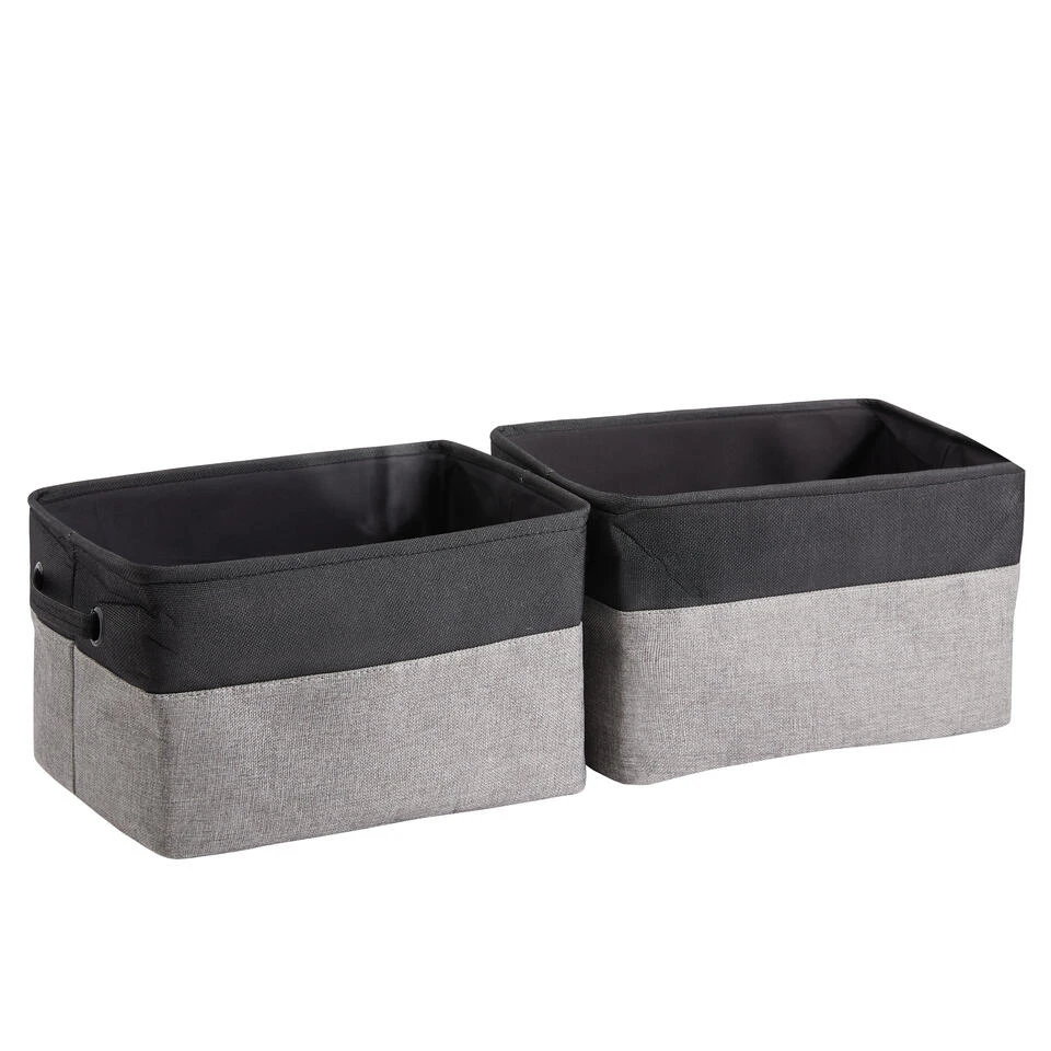 ACAZA Set Van 2 Stoffen Opbergmanden - 37x22x27 Cm - Grijs En Zwart 3 ACAZA Set Van 2 Stoffen Opbergmanden - 37x22x27 Cm - Grijs En Zwart