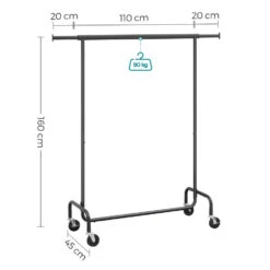O'DADDY® Kledingrek Op 4 Grote Wielen - Tot 130 Kg Stabiel - Zwart -Beste Opslag Winkel 1000074129 0101