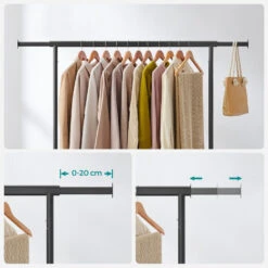 O'DADDY® Kledingrek Op 4 Grote Wielen - Tot 130 Kg Stabiel - Zwart -Beste Opslag Winkel 1000074129 0103