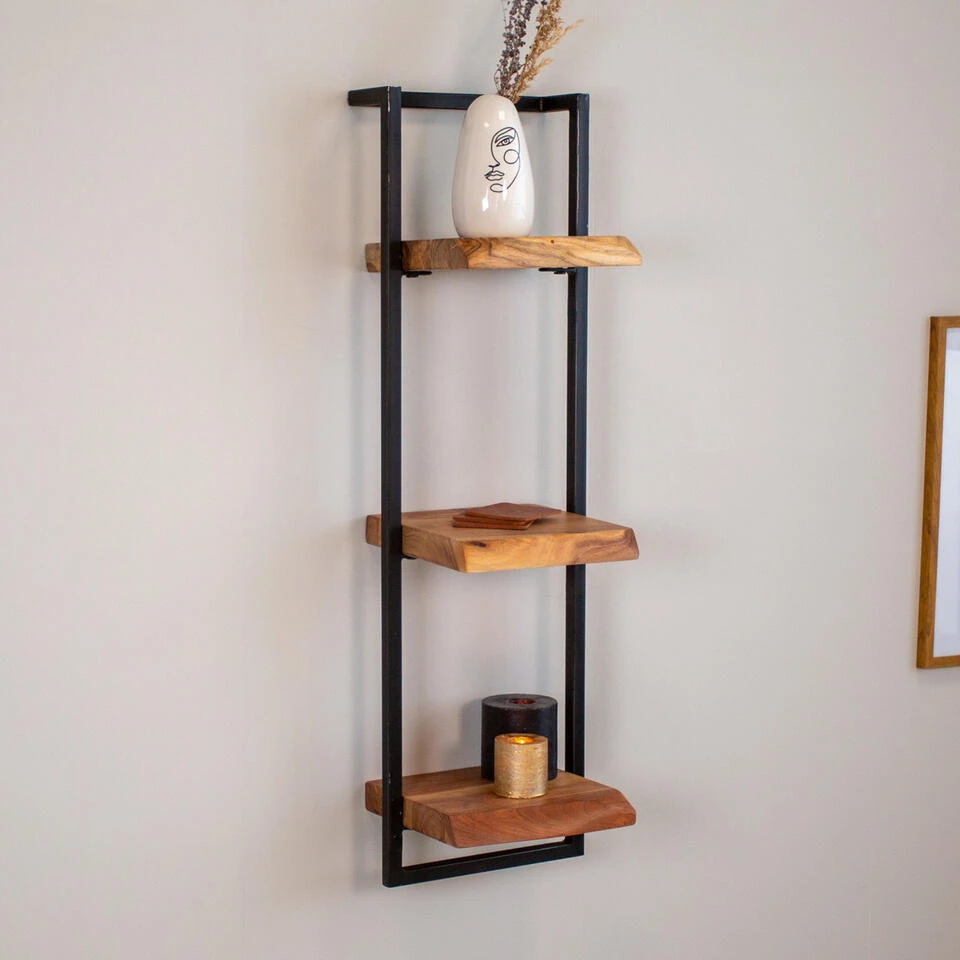 Wandplank Aberdeen 3 X 30 Cm - 25x30x100 Cm - Hout - Bruin 4 Wandplank Aberdeen 3 X 30 Cm - 25x30x100 Cm - Hout - Bruin - Afbeelding 2