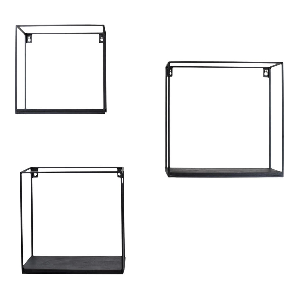 LOFT42 Wally Wandboxen – Zwart Mangohout - Set Van 3 - Metaal 4 LOFT42 Wally Wandboxen – Zwart Mangohout - Set Van 3 - Metaal - Afbeelding 2