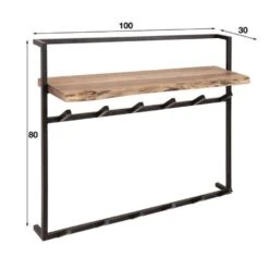 Industriële Kapstok Naomi 12 Haken Acaciahout Metaal 30x100x80 Cm Hout -Beste Opslag Winkel 1000074805 0103