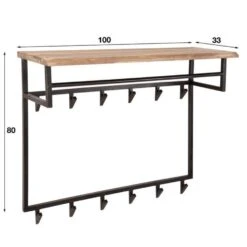 Industriële Kapstok Teun 12 Haken Acaciahout - 33x100x80 Cm - Hout - Bruin -Beste Opslag Winkel 1000074807 0103