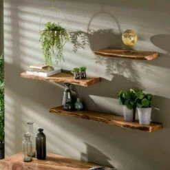 Wandplank Edwin 90cm - Hout - Bruin 8 Wandplank Edwin 90cm - Hout - Bruin -Beste Opslag Winkel 1000076601 0102