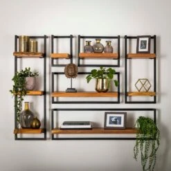 Woody Metaal Wandplank - Hout - Bruin -Beste Opslag Winkel 1000076609 0102