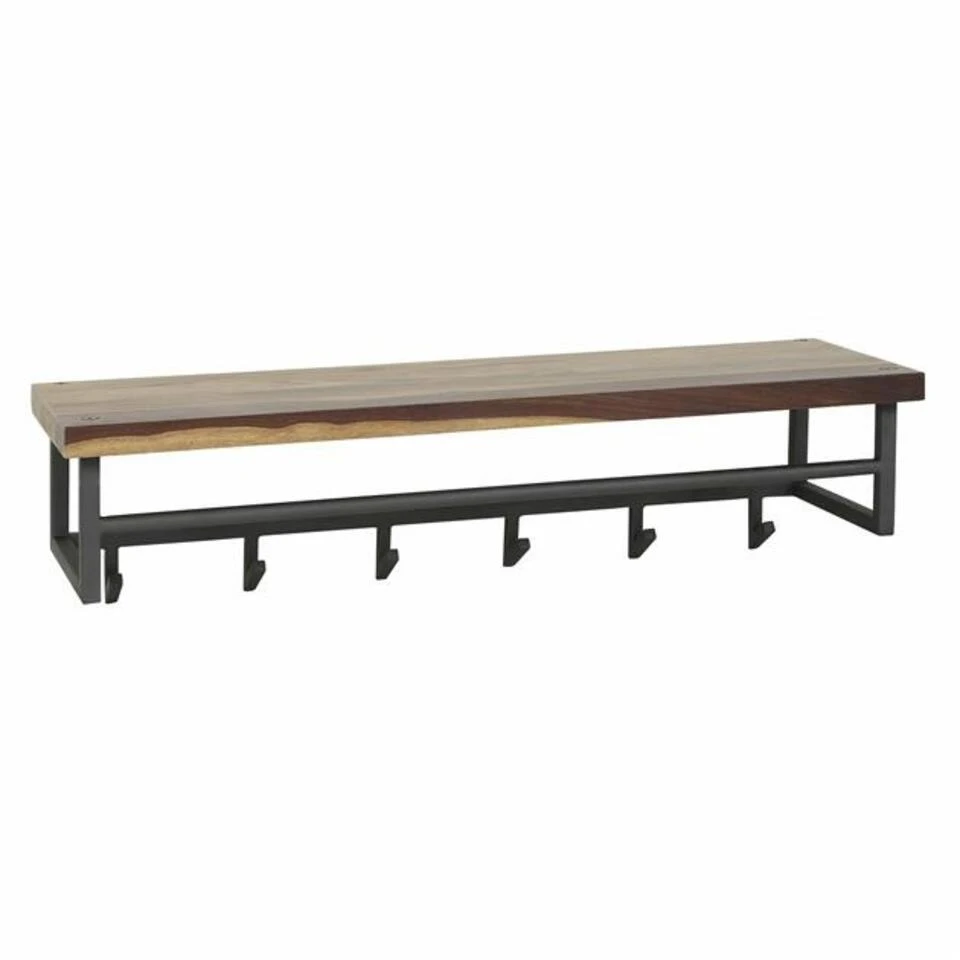 Industriële Kapstok Daya 6 Haaks Notenhout - 30x100x27 Cm - Notenhout - Bruin 6 Industriële Kapstok Daya 6 Haaks Notenhout - 30x100x27 Cm - Notenhout - Bruin - Afbeelding 4