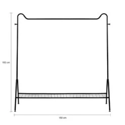 QUVIO Kledingrek Met Schoenen Opbergruimte - Metaal - Zwart -Beste Opslag Winkel 1000077597 0102