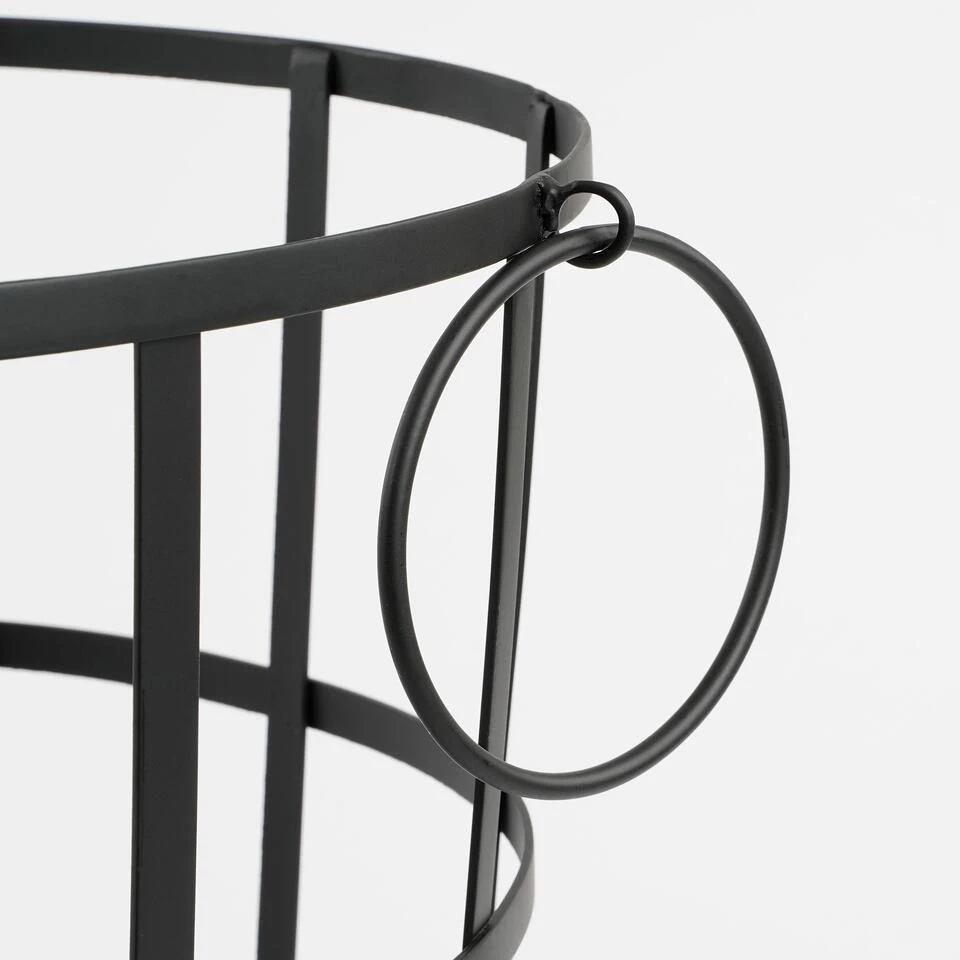 Mica Decorations Mand Voor Houtblokken - H45 X Ø40 Cm - Metaal - Zwart 4 Mica Decorations Mand Voor Houtblokken - H45 X Ø40 Cm - Metaal - Zwart - Afbeelding 2