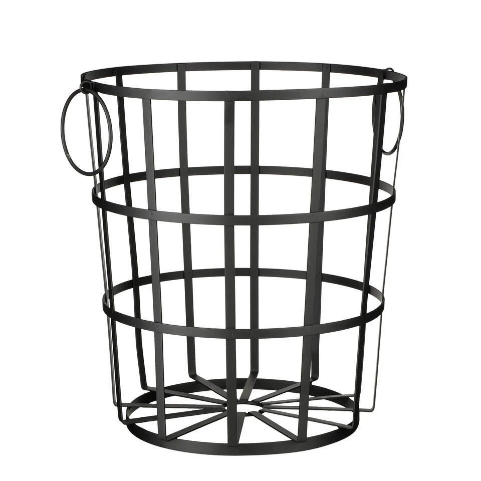 Mica Decorations Mand Voor Houtblokken - H45 X Ø40 Cm - Metaal - Zwart 3 Mica Decorations Mand Voor Houtblokken - H45 X Ø40 Cm - Metaal - Zwart