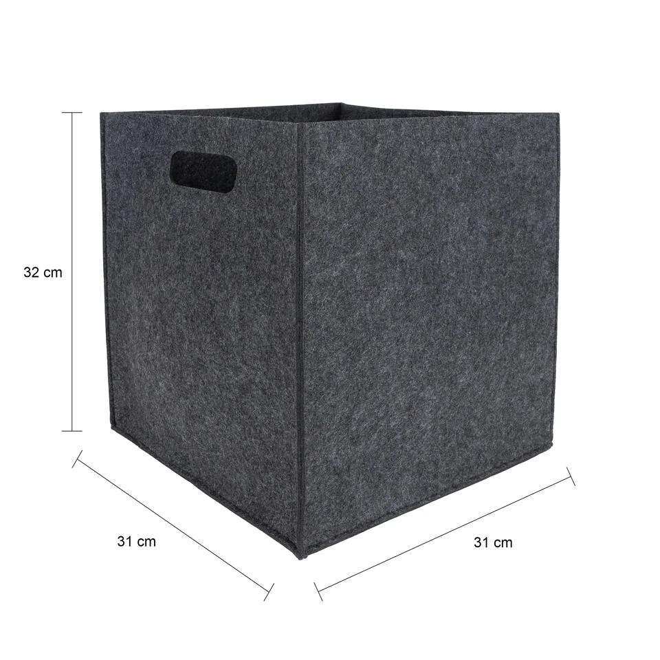 QUVIO Opbergbak Vilt Vierkant - Set Van 4 - Grijs 5 QUVIO Opbergbak Vilt Vierkant - Set Van 4 - Grijs - Afbeelding 3