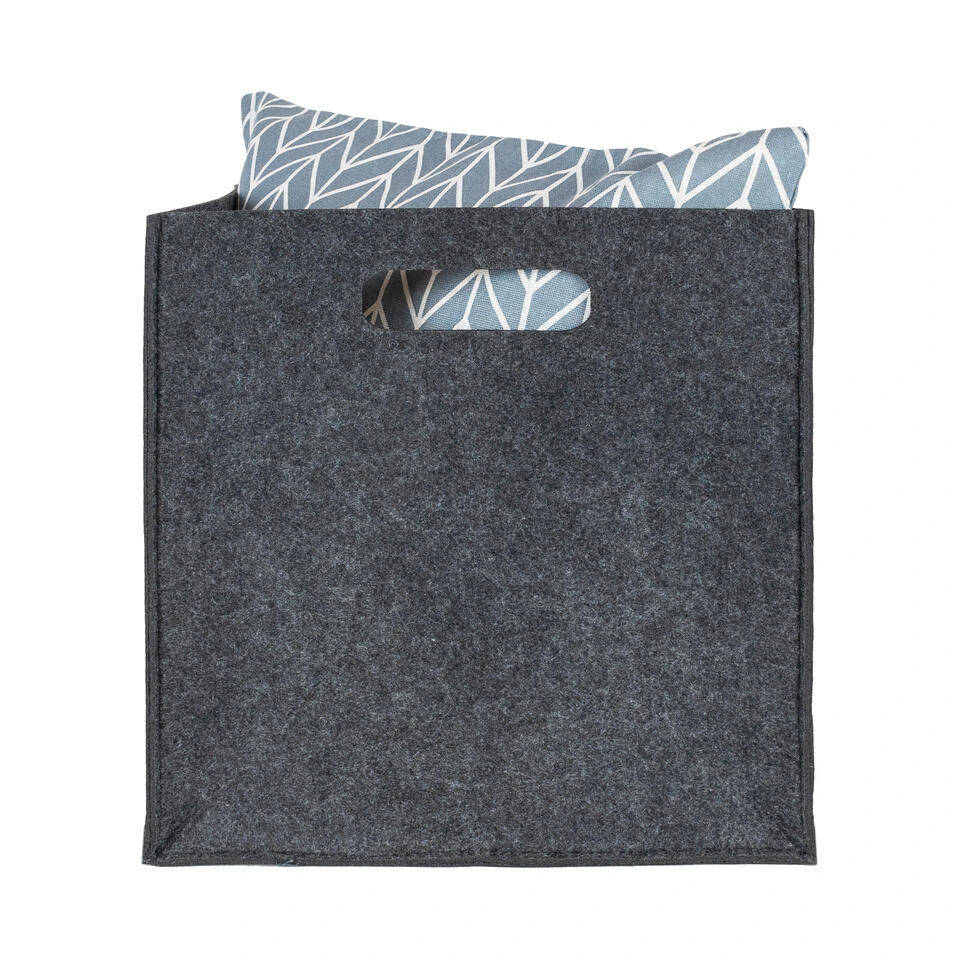 QUVIO Opbergbak Vilt Vierkant - Set Van 4 - Grijs 6 QUVIO Opbergbak Vilt Vierkant - Set Van 4 - Grijs - Afbeelding 4