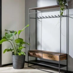 Garderobe Kapstok Brent 35x120x180cm - Hout - Grijs 8 Garderobe Kapstok Brent 35x120x180cm - Hout - Grijs -Beste Opslag Winkel 1000080538 0102