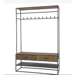 Garderobe Kapstok Brent 35x120x180cm - Hout - Grijs