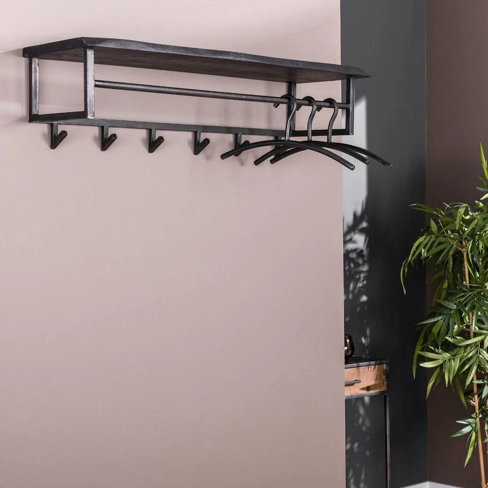 Yucon Kapstok - Hout - Zwart 4 Yucon Kapstok - Hout - Zwart - Afbeelding 2