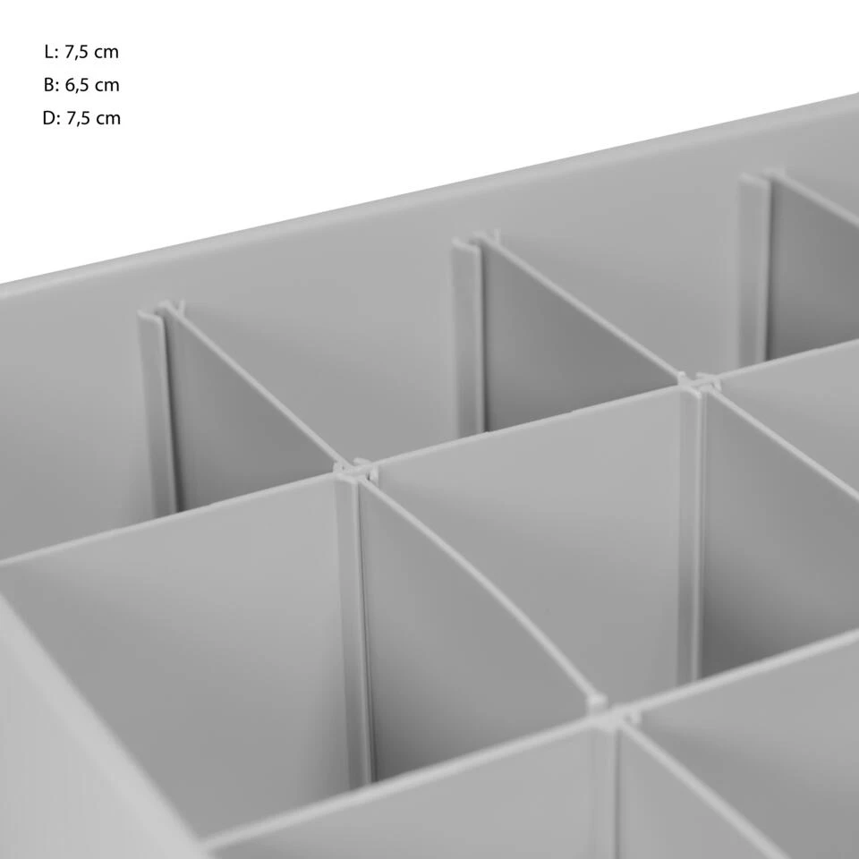 QUVIO Kast Organizer Kunststof - Grijs - Set Van 6 4 QUVIO Kast Organizer Kunststof - Grijs - Set Van 6 - Afbeelding 2