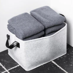 QUVIO Opbergmand Vilt - Grijs - Set Van 4 -Beste Opslag Winkel 1000081361 0103