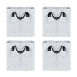 QUVIO Opbergmand Vilt - Grijs - Set Van 4
