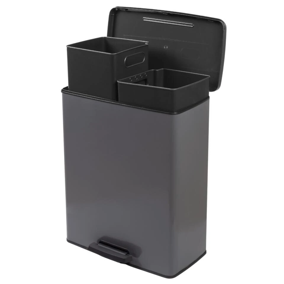 Curver Decobin Duo Prullenbak - 26L+26L - Rechthoekig - Cool Grey 3 Curver Decobin Duo Prullenbak - 26L+26L - Rechthoekig - Cool Grey