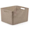 Forte Plastics Opbergmand - Gevlochten - Kunststof - Taupe 34x40x23cm -Beste Opslag Winkel 1000084560