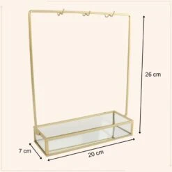 MISOU Sieradenrek Sieradenhouder Glas Goud 20x7x26cm Sieradendoos -Beste Opslag Winkel 1000085643 0111