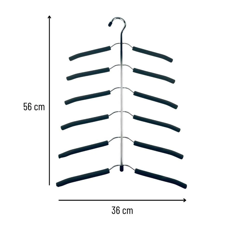 Orange85 Kledinghanger Voor 6 Shirts Zilverkleurig 56x36x1.5 Cm Metaal 4 Orange85 Kledinghanger Voor 6 Shirts Zilverkleurig 56x36x1.5 Cm Metaal - Afbeelding 2