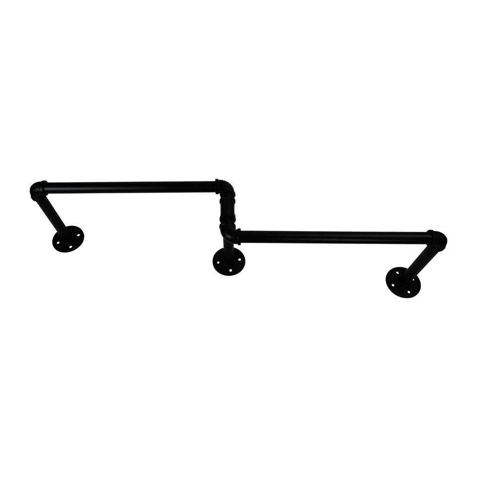 QUVIO Kledingrek Wandmontage Industrieel - Metaal - Zwart 3 QUVIO Kledingrek Wandmontage Industrieel - Metaal - Zwart