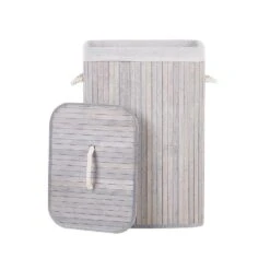 Beliani Mand KOMARI - Grijs Bamboehout -Beste Opslag Winkel 1000087131 0104