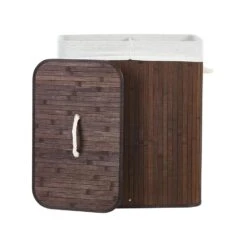 Beliani Mand KANDY - Donkere Houtkleur Bamboehout -Beste Opslag Winkel 1000087138 0104