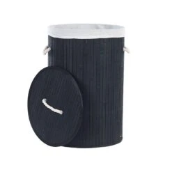 Beliani Mand SANNAR - Zwart Bamboehout 8 Beliani Mand SANNAR - Zwart Bamboehout -Beste Opslag Winkel 1000087692 0103