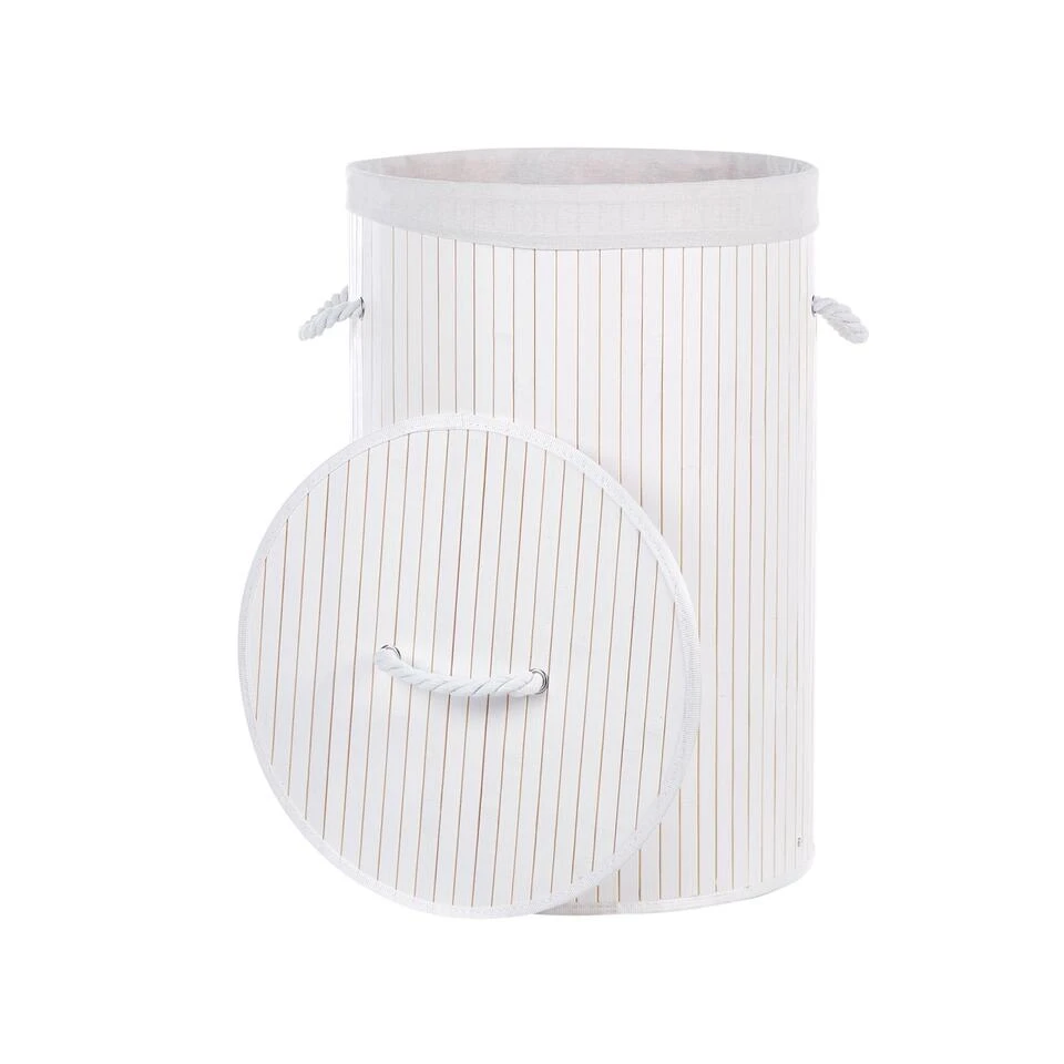 Beliani Mand SANNAR - Wit Bamboehout 5 Beliani Mand SANNAR - Wit Bamboehout - Afbeelding 3