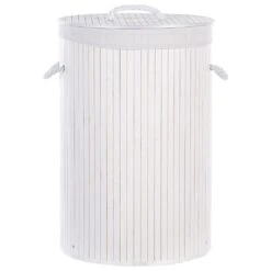 Beliani Mand SANNAR - Wit Bamboehout