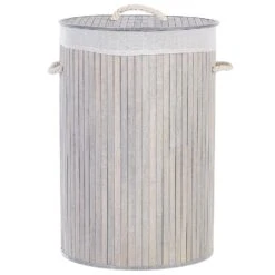 Beliani Mand SANNAR - Grijs Bamboehout