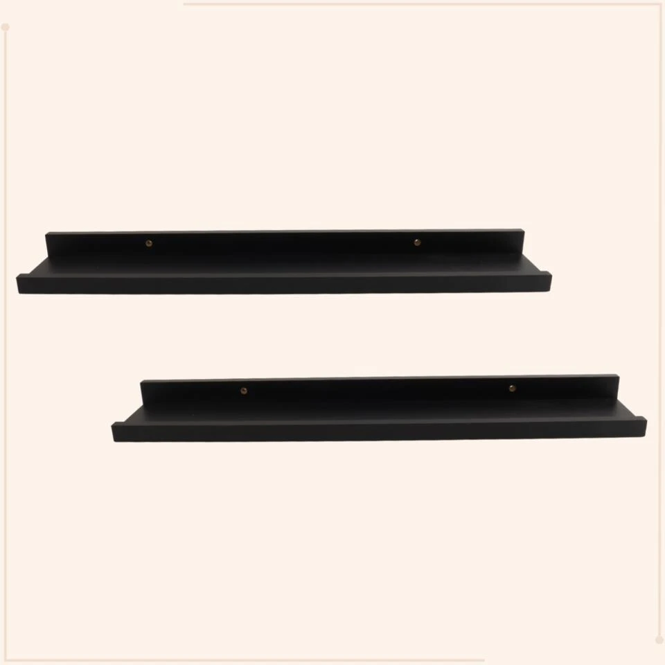 MISOU Wandplank Zwevend Fotoplank Boekenplank 2 Stuks Zwart 58x10x4cm MDF 4 MISOU Wandplank Zwevend Fotoplank Boekenplank 2 Stuks Zwart 58x10x4cm MDF - Afbeelding 2