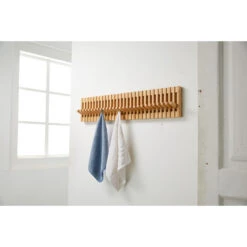 ACAZA Wandkapstok - Kapstok Met 28 Verstelbare Haken - 87 Cm Lengte - Bamboe -Beste Opslag Winkel 1000088657 0103