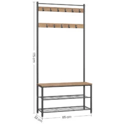 ACAZA Groot Garderoberek XL Met Schoenenbank - Kleur Ashwood -Beste Opslag Winkel 1000090208 0103